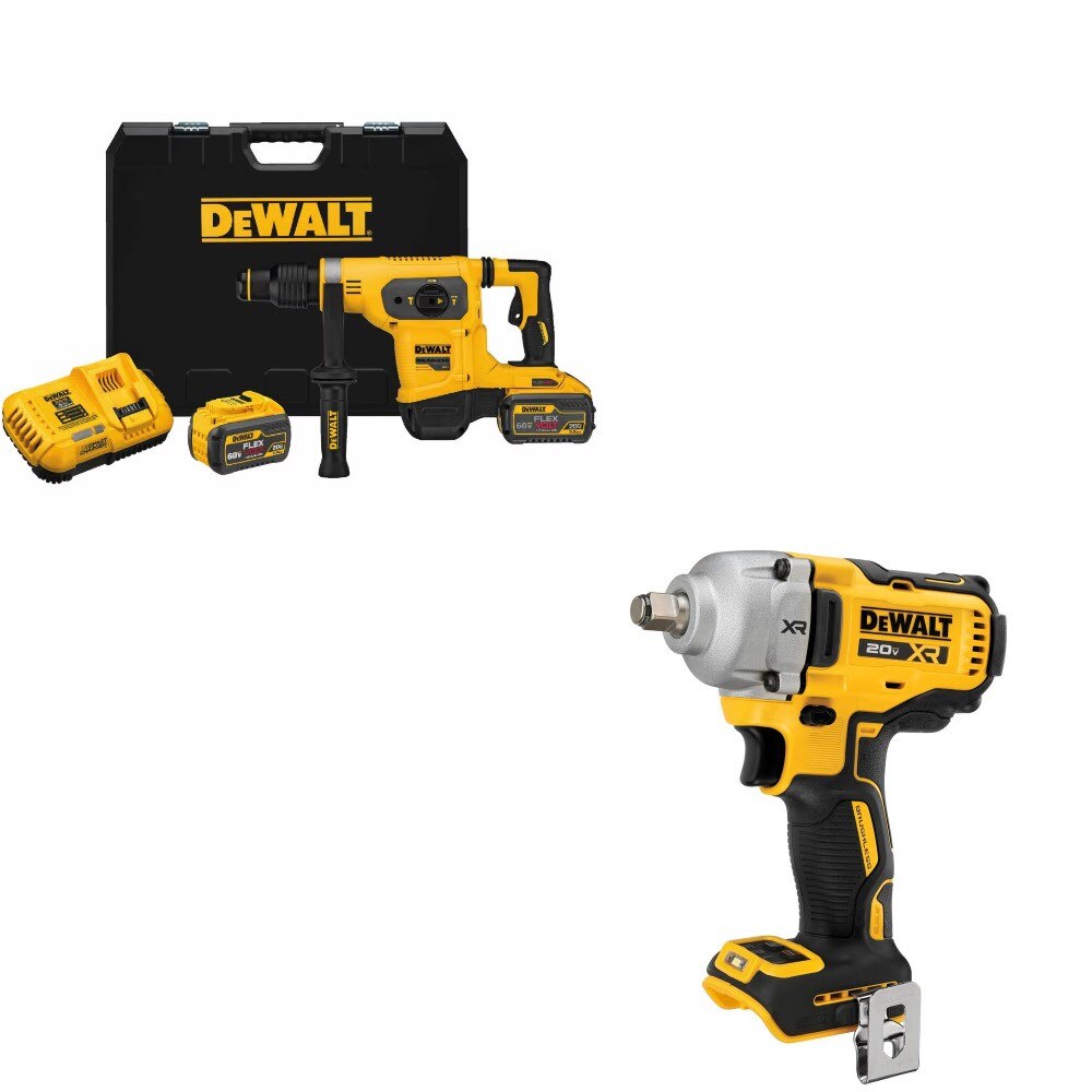 DeWalt DCH481X2 SDS Max Combo Hammer Kit W/ FREE DCF891B Impact Wrench