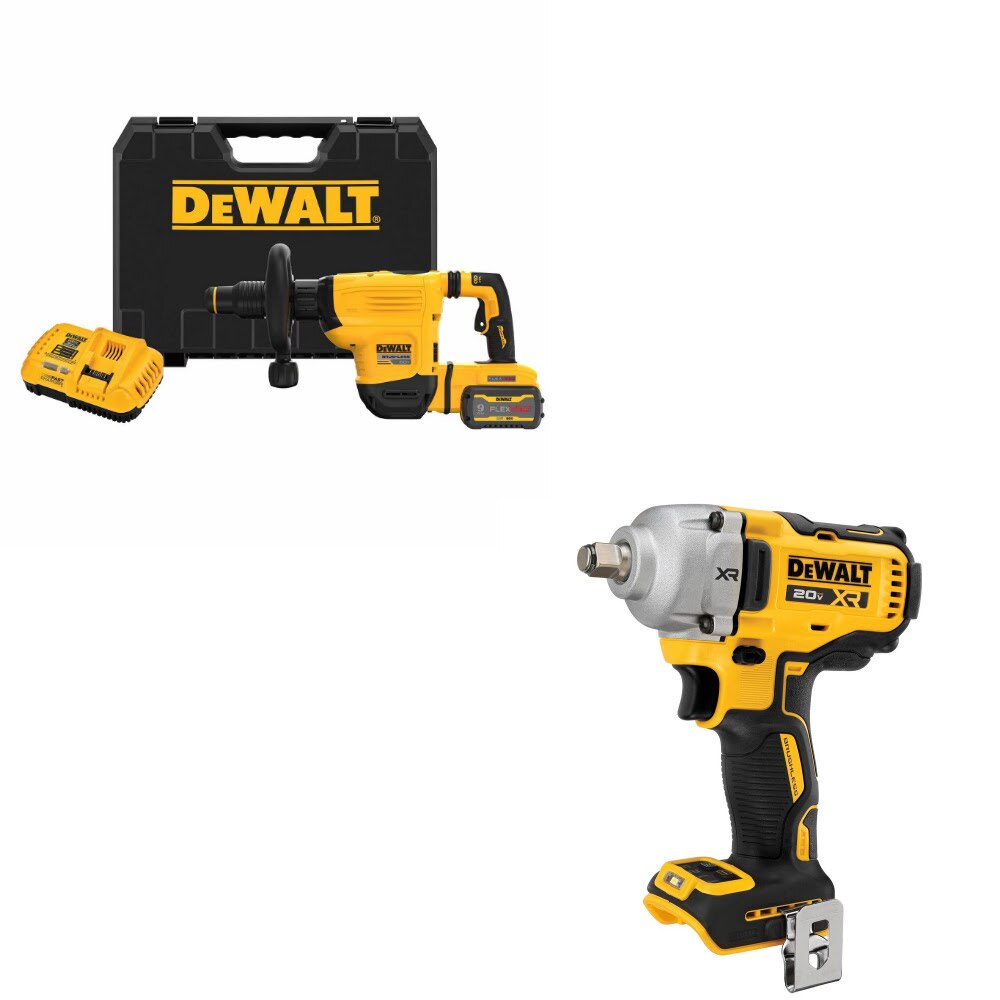 DeWalt DCH832X1 Chipping Hammer Kit W/ FREE DCF891B Impact Wrench