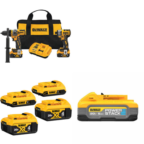 DeWalt DCK2100P2 20V 2-Tool Combo Kit W/ DCB324-4 20V Battery-4Pk & FREE Battery