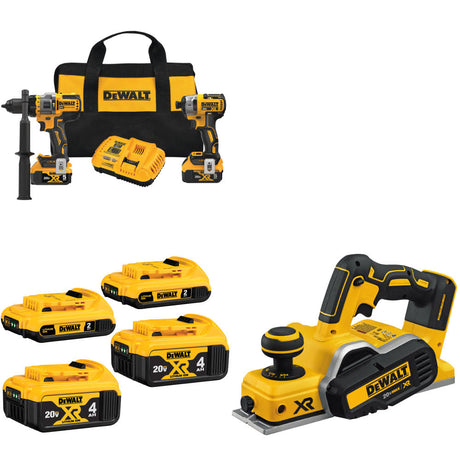 DeWalt DCK2100P2 20V 2-Tool Combo Kit W/ DCB324-4 20V Battery-4Pk & FREE Planer