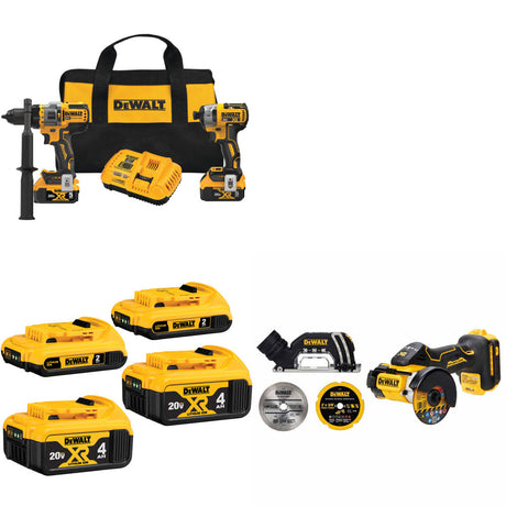 DeWalt DCK2100P2 20V MAX 2-Tool Combo Kit W/ 20V Battery-4Pk & FREE Cut-Off Tool