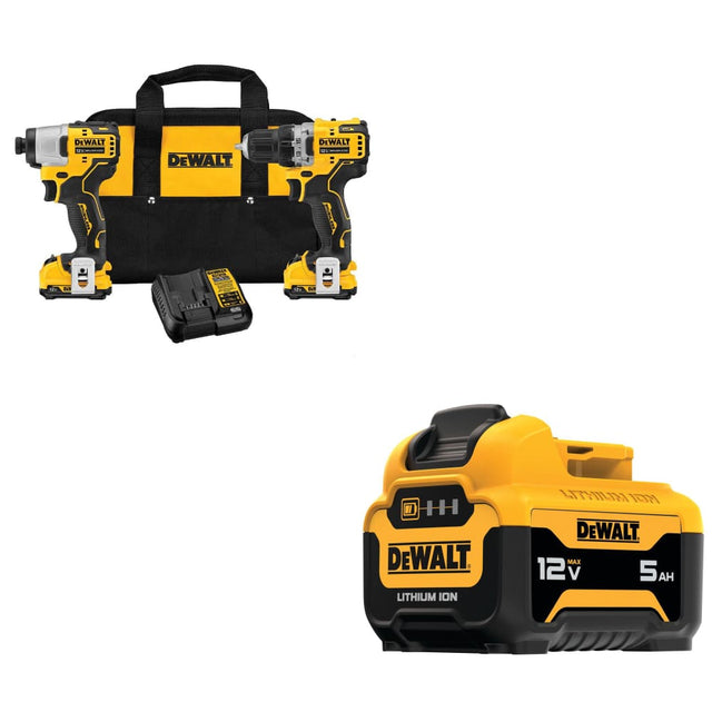 DeWalt DCK221F2 12V MAX 2-Tool Combo Kit w/ FREE DCB126 12V MAX 5.0Ah Battery