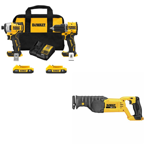 DeWalt DCK225D2 ATOMIC 20V MAX 2 Tool Combo Kit w/ DCS380B 20V MAX Recip Saw