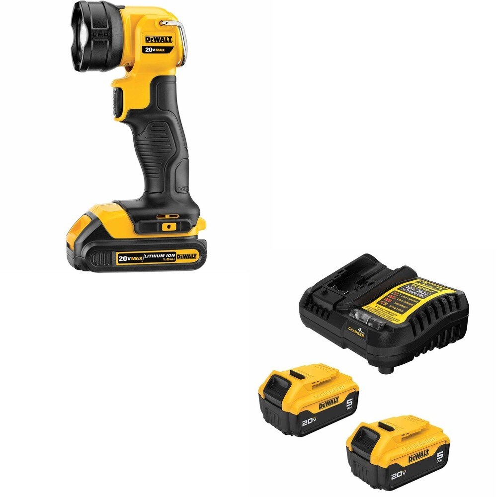 DeWalt DCB205-2C 20V MAX 5.0Ah Battery Starter Kit W/ DCL040 LED Flashlight