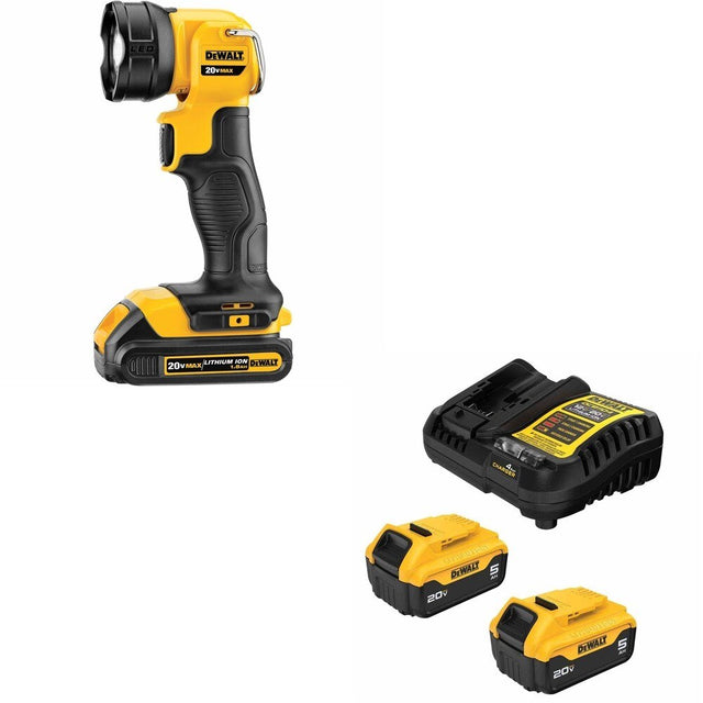 DeWalt DCB205-2C 20V MAX 5.0Ah Battery Starter Kit W/ DCL040 LED Flashlight