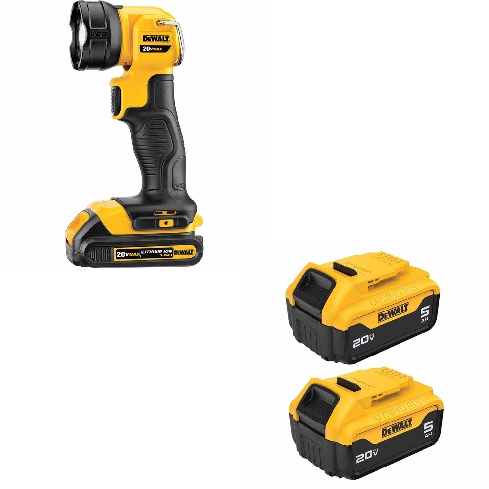 DeWalt DCB205-2 20V MAX 5.0Ah Battery 2-Pack W/ DCL040 LED Flashlight