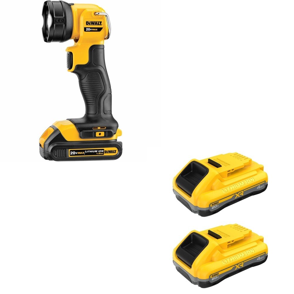 DeWalt DCB2104-2 20V MAX XR POWERPACK 4Ah Battery 2-Pack W/ DCL040 LED Flashlight