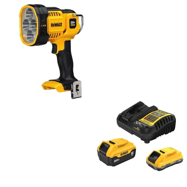 DeWalt DCB245-2C 20V MAX 4.0Ah and 5.0Ah Battery Starter Kit W/ DCL043 LED Spotlight
