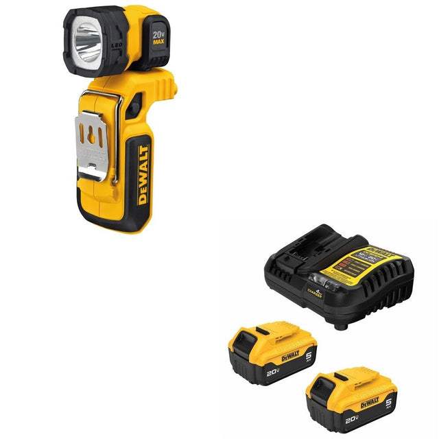 DeWalt DCB205-2C 20V MAX 5.0Ah Battery Starter Kit W/ DCL044 LED Worklight
