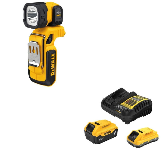 DeWalt DCB245-2C 20V MAX 4.0Ah and 5.0Ah Battery Starter Kit W/ DCL044 LED Worklight