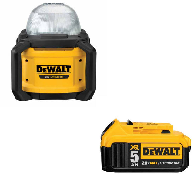 DeWalt DCL074 20V 5000-Lumen Work Light, Bare w/ FREE DCB205 20V 5Ah Battery