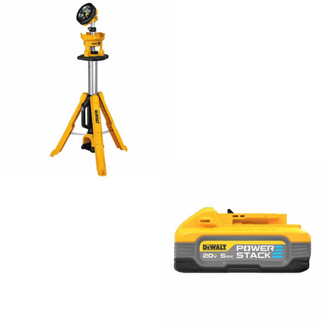 Dewalt DCL079B 20V Max Tripod Light, Bare W/ FREE DCBP520 20V Max 5Ah Battery