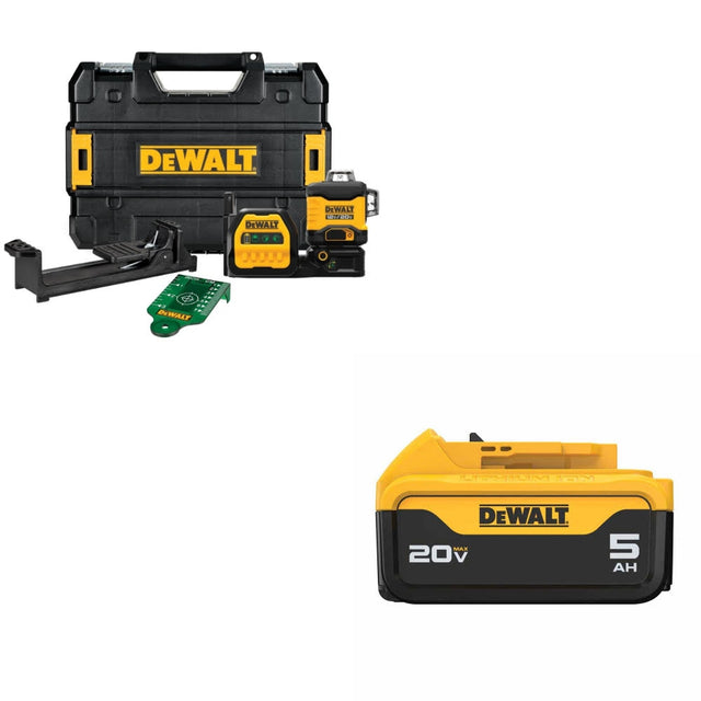 DeWalt DCLE34030G 20V/12V 3x360 Laser Kit W/ DCB205 20V MAX XR 5Ah Battery Pack