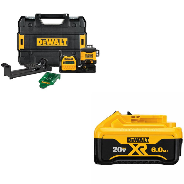 DeWalt DCLE34030G 20V/12V 3x360 Laser Kit W/ DCB206 20V MAX 6.0Ah Battery Pack