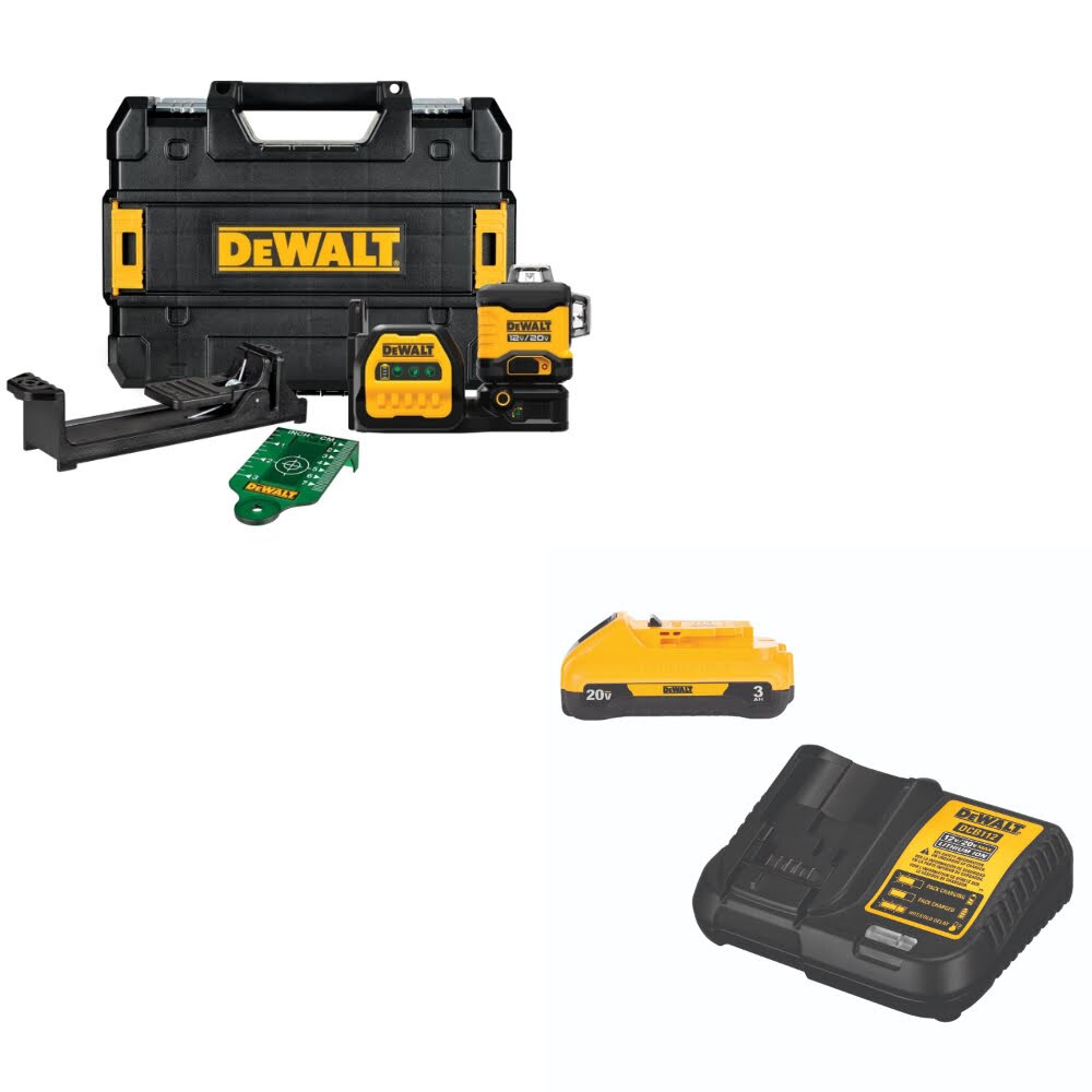 DeWalt DCLE34030G 20V/12V 3x360 Green Laser Kit W/ DCB230C 20V MAX Starter Kit
