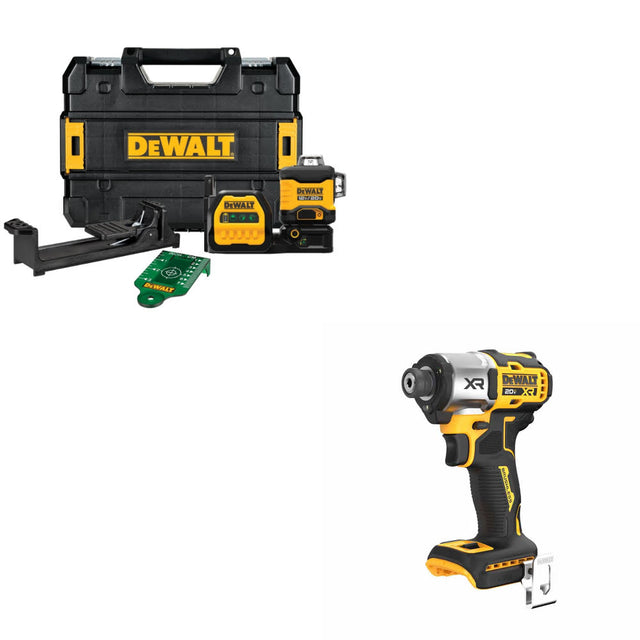 DEWALT DCLE34030G 20V/12V Laser Kit W/ FREE DCF845B 20V MAX XR Impact Driver