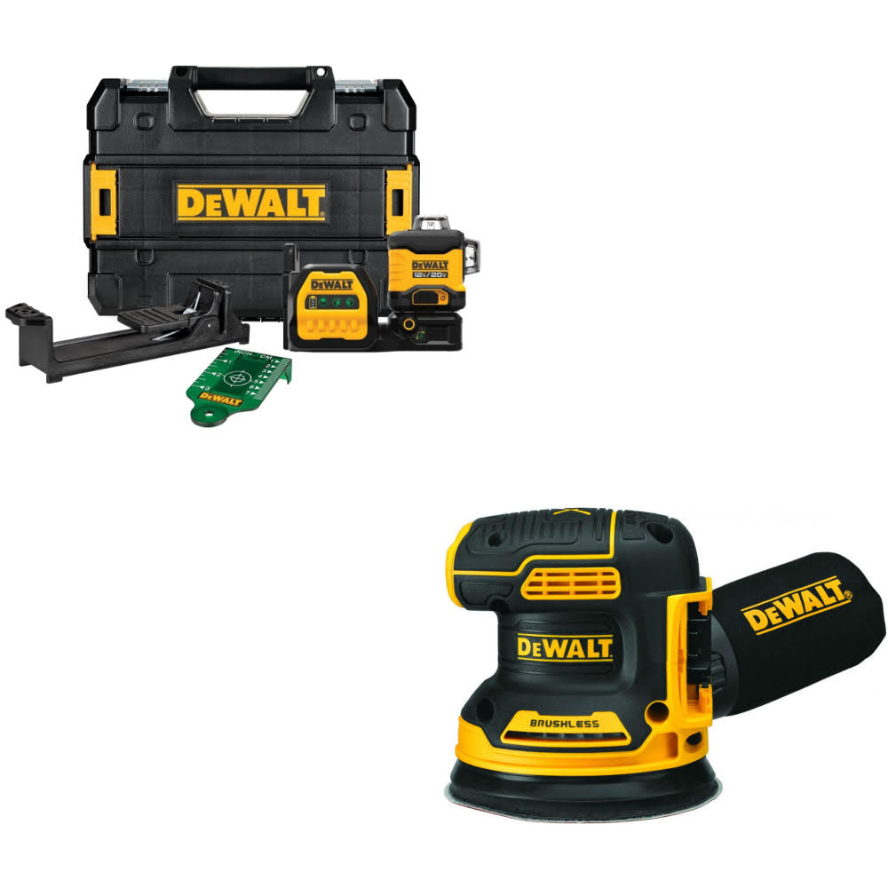 DEWALT DCLE34030G 20V/12V Laser Kit W/ FREE DCW210B 20V MAX* XR Orbital Sander