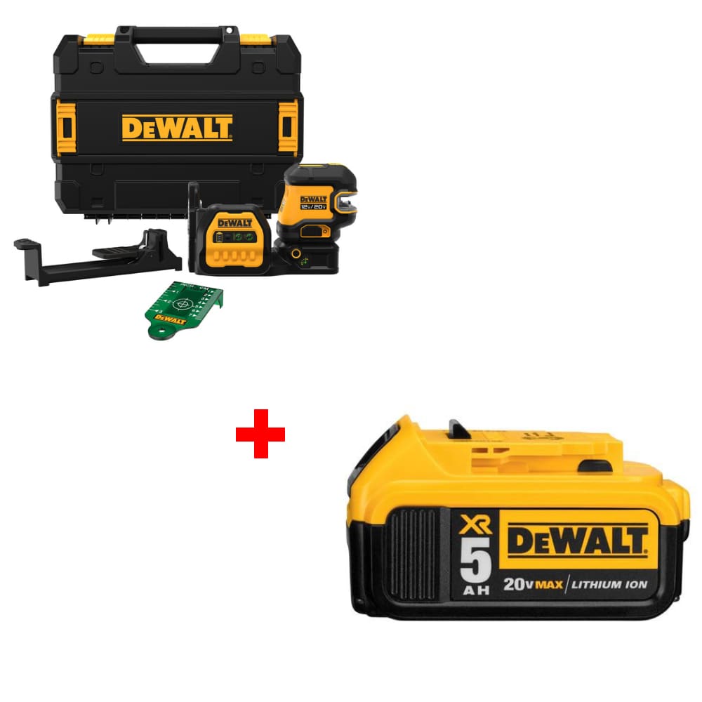 DEWALT DCLE34220GB 20V 2 Spot Combo Laser Bare Kit w/ FREE DCB205 Battery Pack