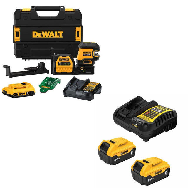 DeWalt DCLE34520G 20V Combo Laser Kit W/ DCB205-2C 20V MAX 5Ah Battery Kit