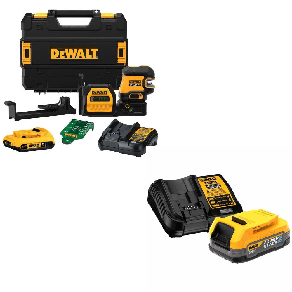 DeWalt DCLE34520G 20V Combo Laser Kit W/ DCBP034C 20V MAX Starter Kit