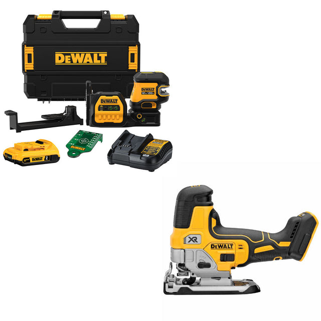 DeWalt DCLE34520G 20V Combo Laser Kit W/ FREE DCS335B 20V Max XR Jig Saw Tool