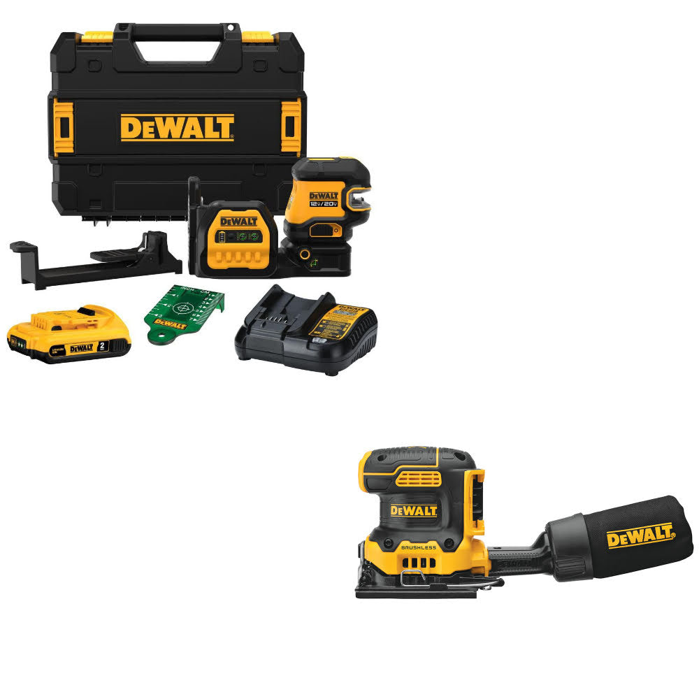 DeWalt DCLE34520G 20V Combo Laser Kit W/ FREE DCW200B 20V MAX XR Sander, Bare