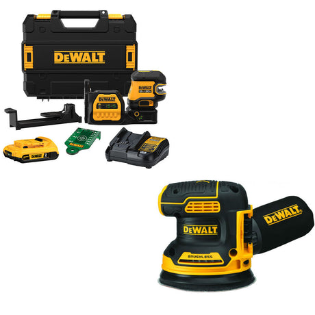 DeWalt DCLE34520G 20V Combo Laser Kit W/ FREE DCW210B 20V MAX XR Orbital Sander