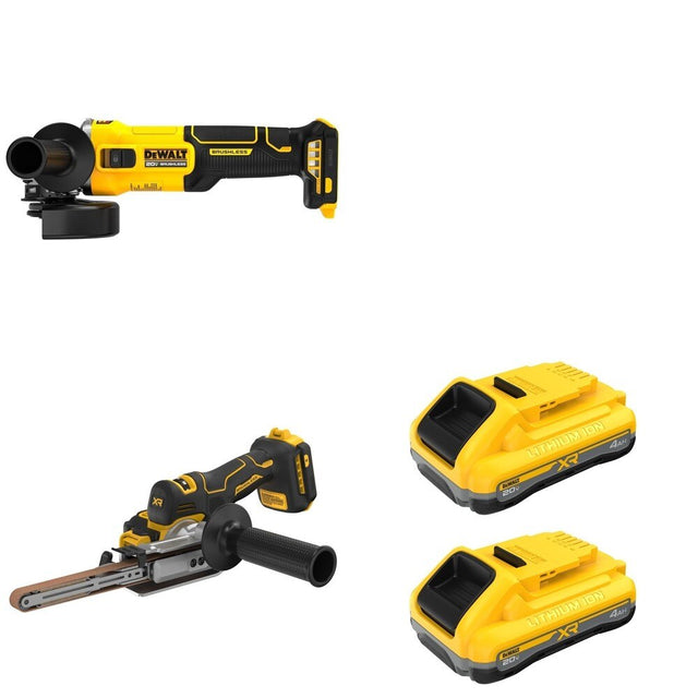 DeWalt DCB2104-2 20V MAX XR POWERPACK 4Ah Battery 2-Pack W/ DCM200B Bandfile Sander and DCG407B