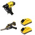 DeWalt DCN930B 20V MAX XR 30-Degree Framing Nailer W/ DCB2104-2 and DCM200B Bandfile Sander