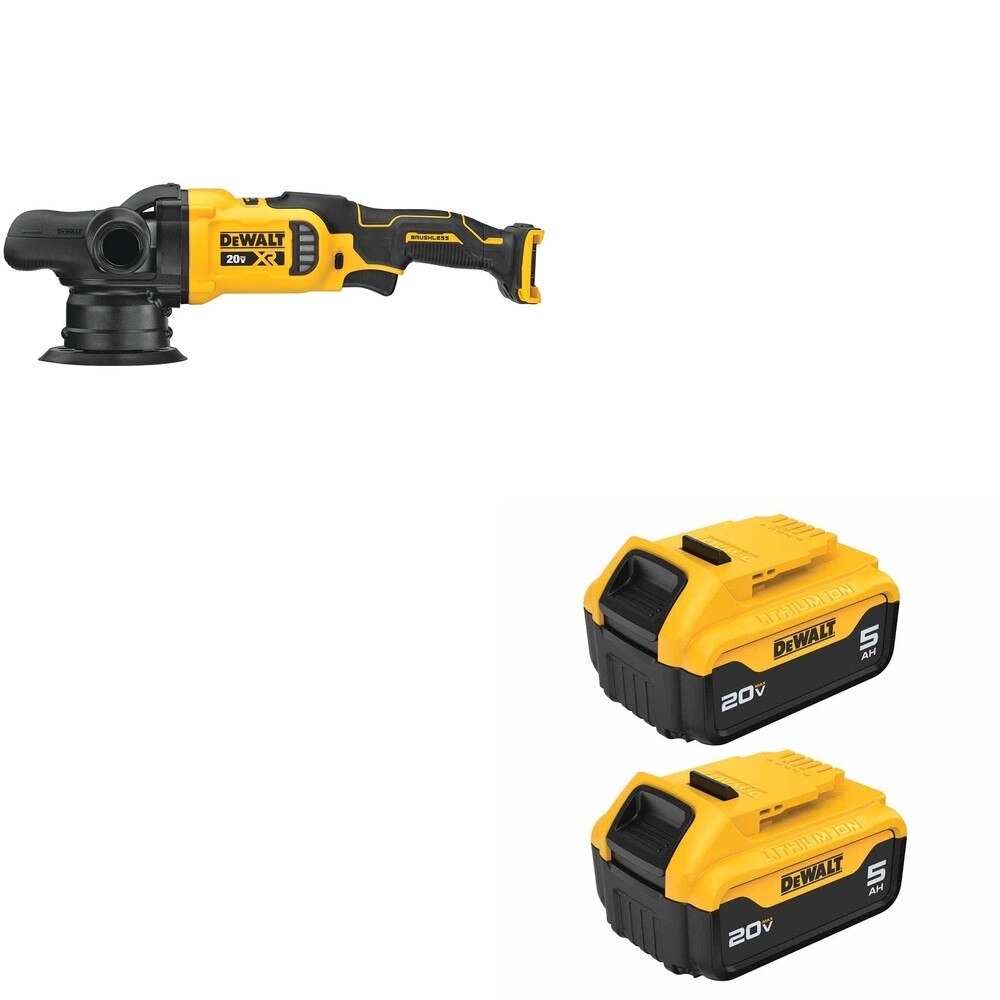DeWalt DCM848B 20V MAX XR 5 in. Random Orbit Polisher W/ DCB205-2 5.0Ah Battery 2-Pack