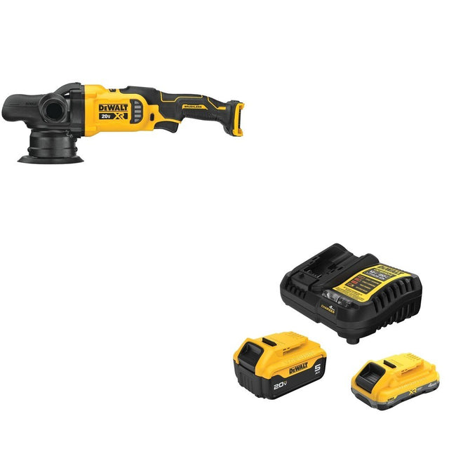 DeWalt DCM848B 20V MAX XR 5 in. Random Orbit Polisher W/ DCB245-2C 4.0Ah/5.0Ah Starter Kit