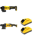 DeWalt DCM848B Random Orbit Polisher W/ DCB2104-2 POWERPACK 4Ah 2-Pack and DCG407B