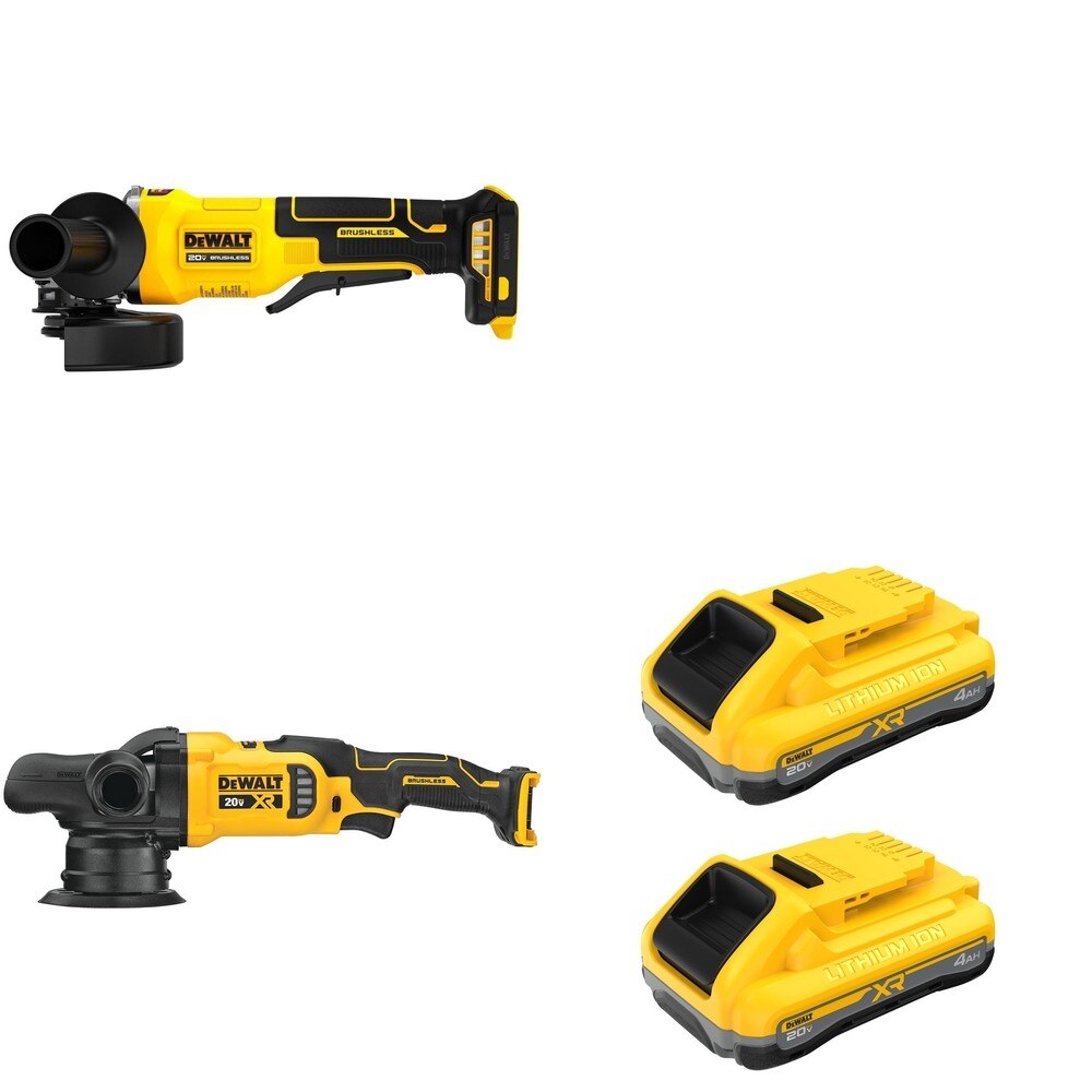 DeWalt DCM848B Random Orbit Polisher W/ DCB2104-2 and DCG408B Paddle-Switch Grinder