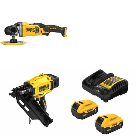 DeWalt DCM849B 20V MAX XR Polisher Kit W/ DCN930B Framing Nailer and FREE DCB205-2C Battery Kit
