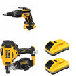 DeWalt DCN45RNB Roofing Nailer W/ DCB2104-2 POWERPACK 4Ah 2-Pack and DCF630B Drywall Screwgun