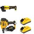 DeWalt DCN45RNB 20V MAX 15-Degree Roofing Nailer W/ DCB2104-2 POWERPACK 4Ah 2-Pack and DCG407B
