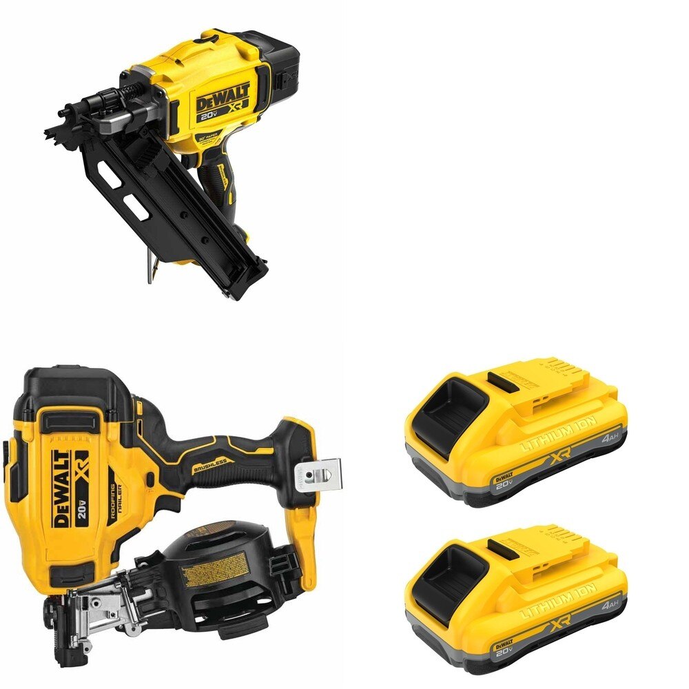 DeWalt DCN930B 20V MAX XR 30-Degree Framing Nailer W/ DCN45RNB Roofing Nailer and DCB2104-2