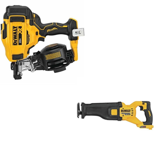 DeWalt DCN45RNB 20V MAX 15-Degree Roofing Nailer W/ DCS389B 60V Recip Saw