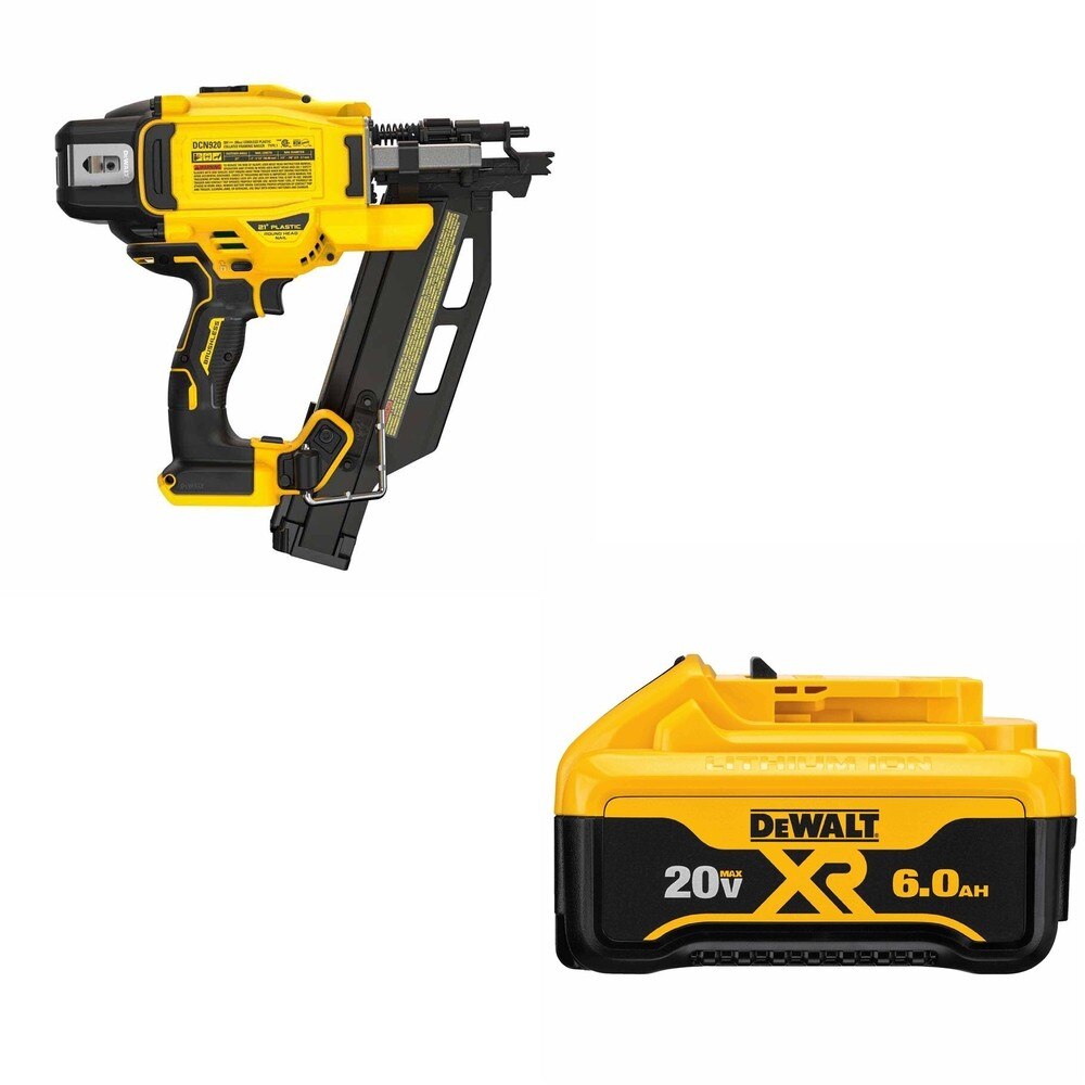 DeWalt DCN920B 20V MAX XR 21-Degree Framing Nailer W/ DCB206 6.0Ah Battery