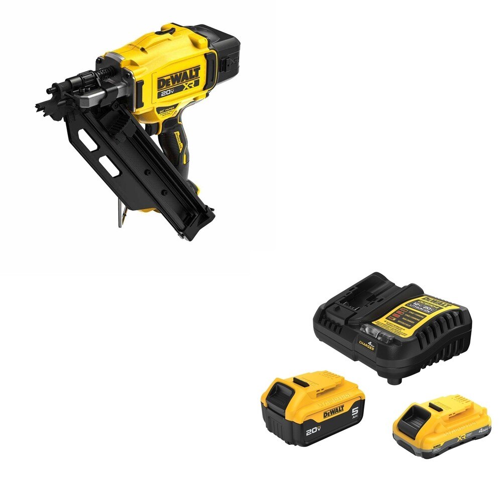 DeWalt DCN930B 20V MAX XR 30-Degree Framing Nailer W/ DCB245-2C 4.0Ah/5.0Ah Starter Kit
