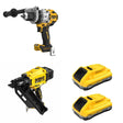 DeWalt DCN930B 20V MAX XR 30-Degree Framing Nailer W/ DCB2104-2 and DCD1007B Hammer Drill