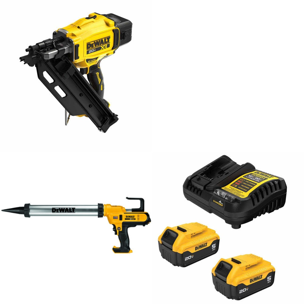 DeWalt DCN930B Framing Nailer Kit W/ DCE580B Adhesive Gun and FREE DCB205 Battery Kit