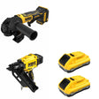 DeWalt DCN930B 20V MAX XR 30-Degree Framing Nailer W/ DCB2104-2 and DCG402B Angle Grinder