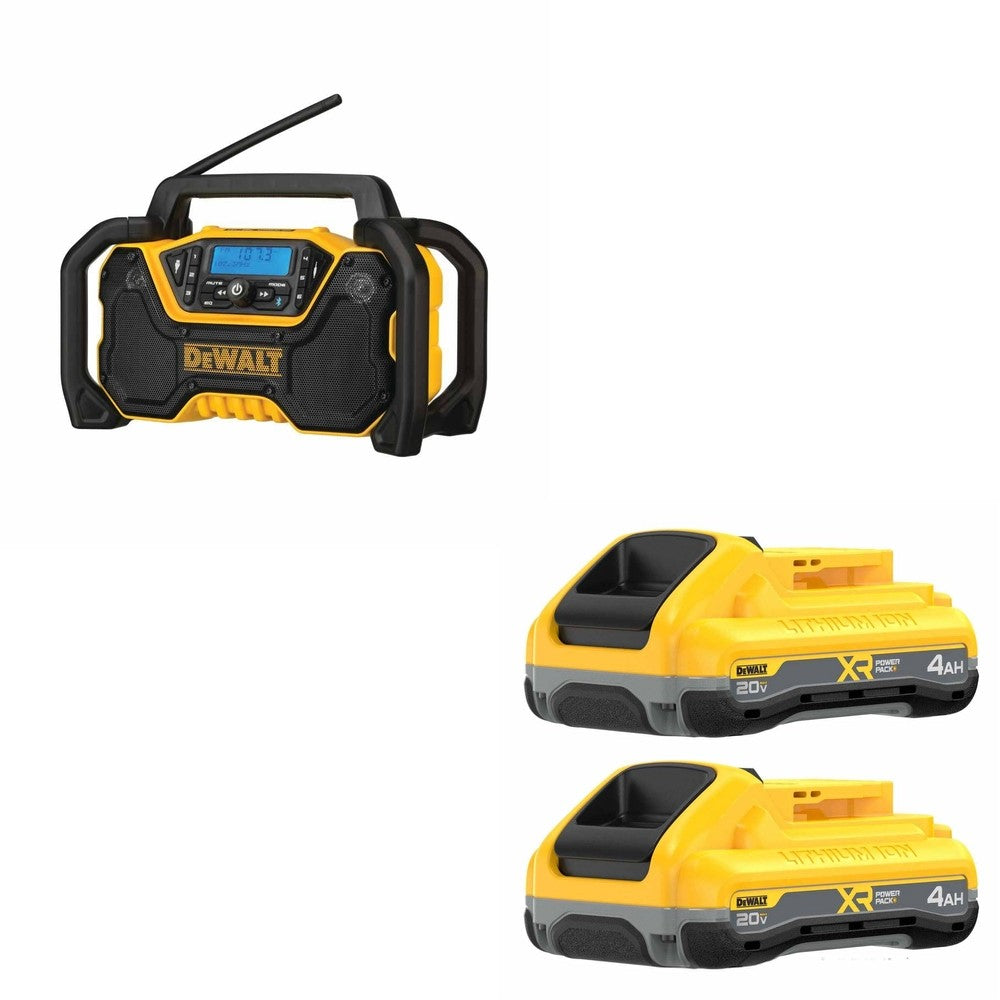 DeWalt DCR028B Bluetooth Radio W/ FREE DCB2104-2 4Ah Battery, 2 Pack
