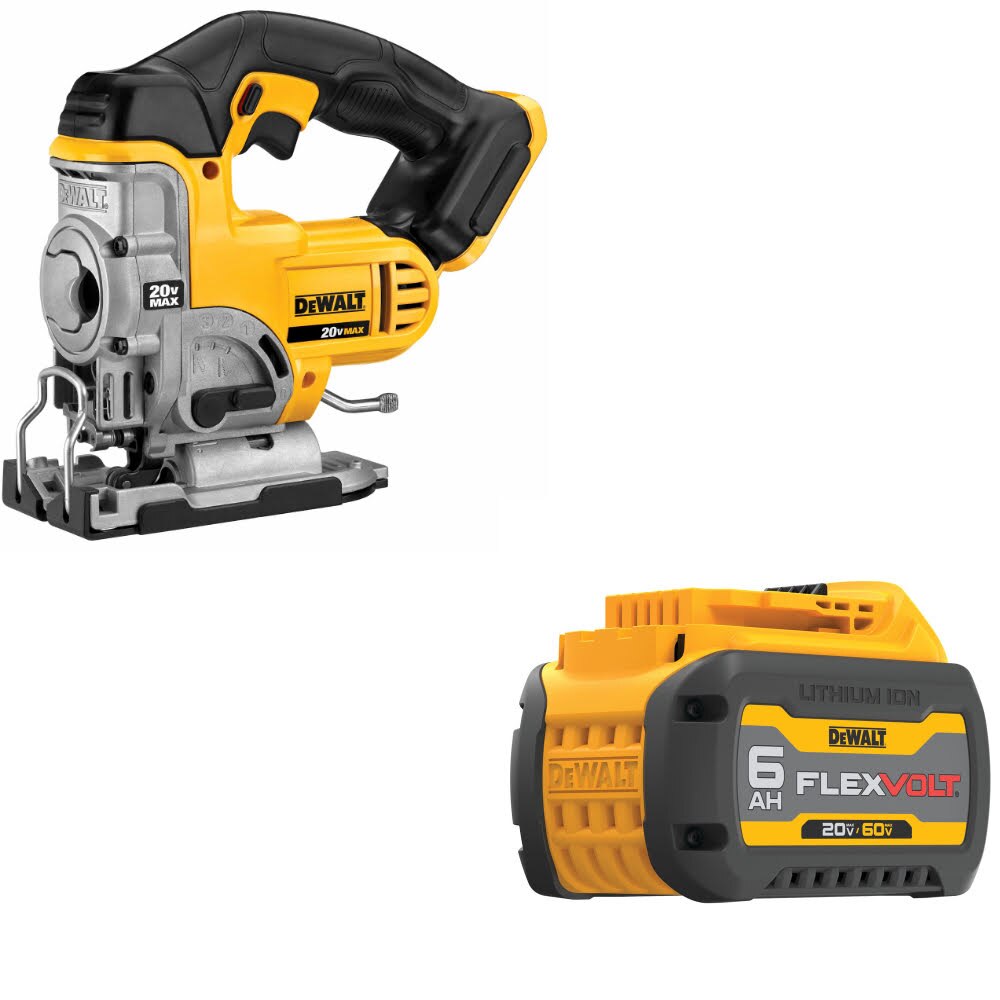 DeWalt DCS331B 20V MAX Jig Saw, Bare W/ DCB606 20/60V MAX FlexVolt 6.0Ah Battery