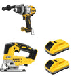 DeWalt DCB2104-2 POWERPACK 4Ah 2-Pack W/ DCD1007B Hammer Drill and DCS334B Jig Saw