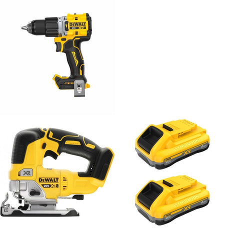 DeWalt DCB2104-2 POWERPACK 4Ah 2-Pack W/ DCD806B Hammer Drill and DCS334B Jig Saw