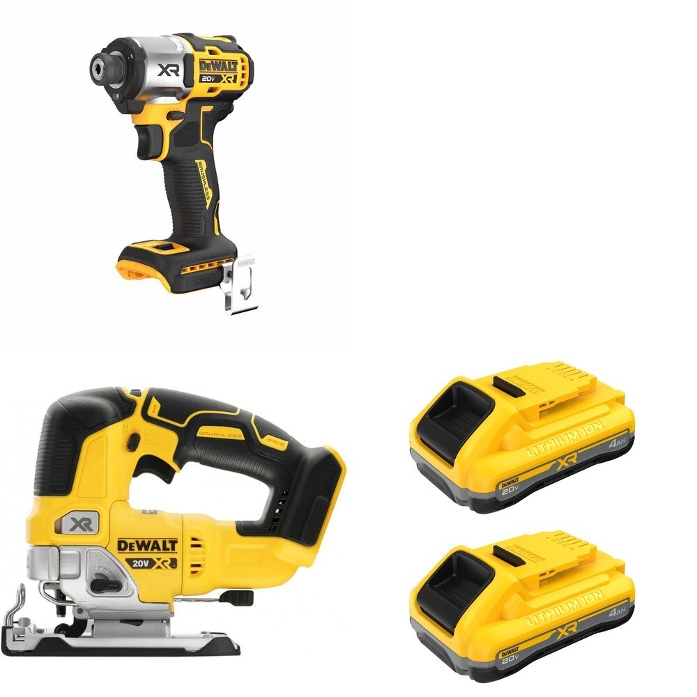 DeWalt DCB2104-2 POWERPACK 4Ah 2-Pack W/ DCS334B Jig Saw and DCF845B 3-Speed Impact Driver