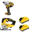 DeWalt DCF961B High Torque Impact Wrench W/ DCB2104-2 POWERPACK 4Ah 2-Pack and DCS334B Jig Saw