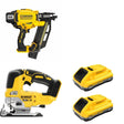 DeWalt DCN920B 21-Degree Framing Nailer W/ DCB2104-2 POWERPACK 4Ah 2-Pack and DCS334B Jig Saw